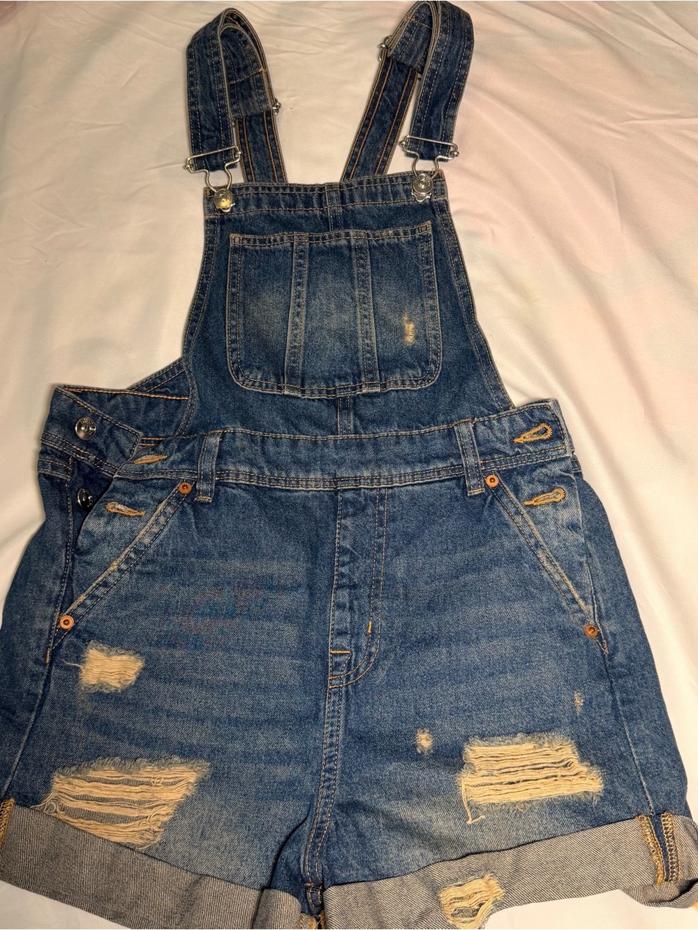 Women Denim Short Overalls - Blue